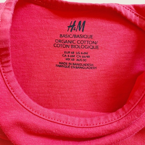 H&M Baby 4-6M Coral Red Organic Cotton Ruffle Hem Tunic Tank Top - Picture 4 of 5